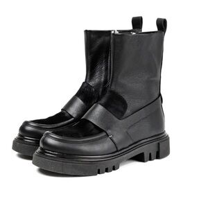 Henry Beguelin Mousse Leather Ankle Boot Moccasin in black size 38 chic+comfy!